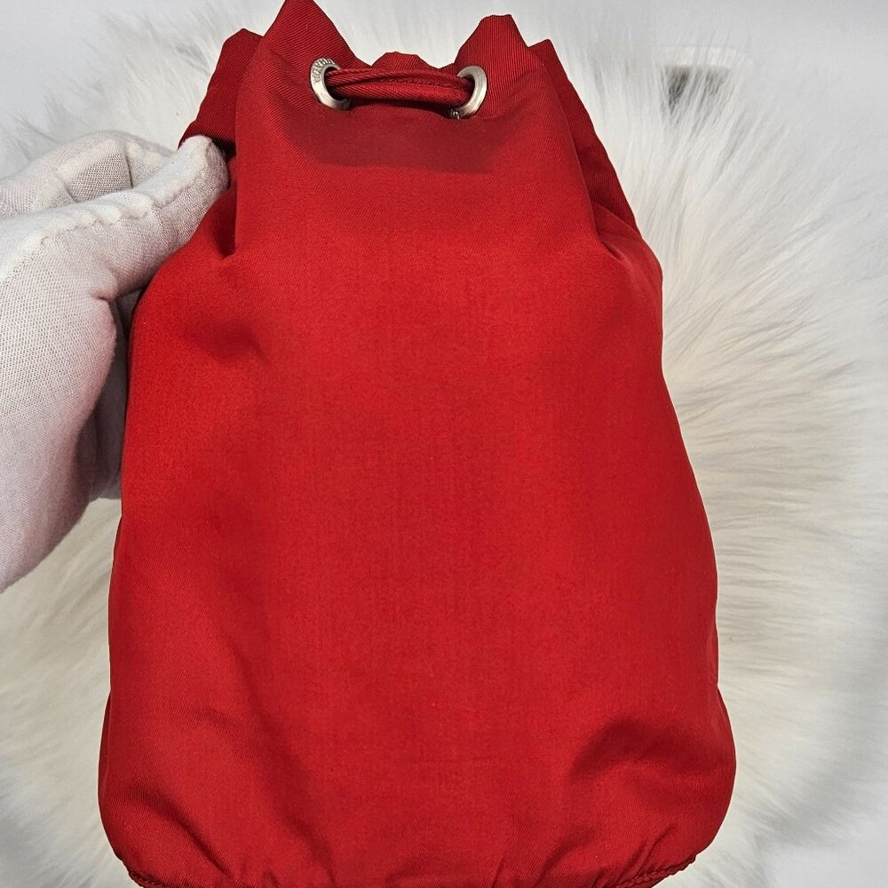 Prada Red Nylon Mini Drawstring Bucket - Picture 9 of 17